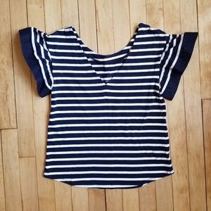 A New Day Navy and White Striped Top